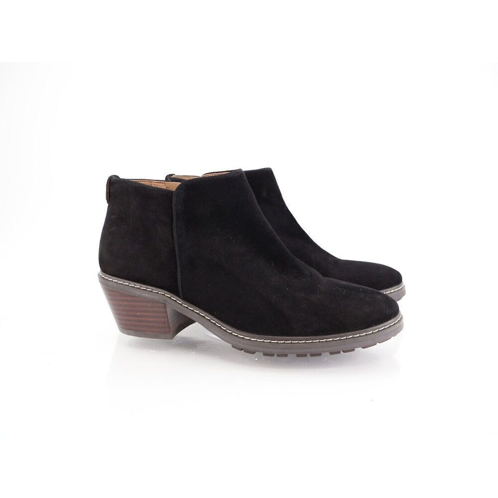 Sam Edelman Womens Pryce Ankle Boots Black Suede Block Heel Zip Up Size 8M